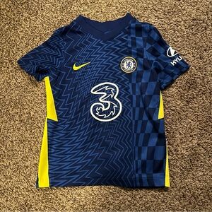 Chelsea Nike Kids' Navy & Yellow Short Sleeve Soccer Football Jersey Medium